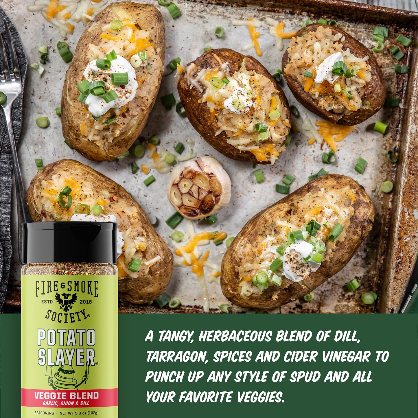Fire & Smoke Society Potato Slayer Vegetable Seasoning Blend, 5 Ounce Mixed Spices & Seasonings