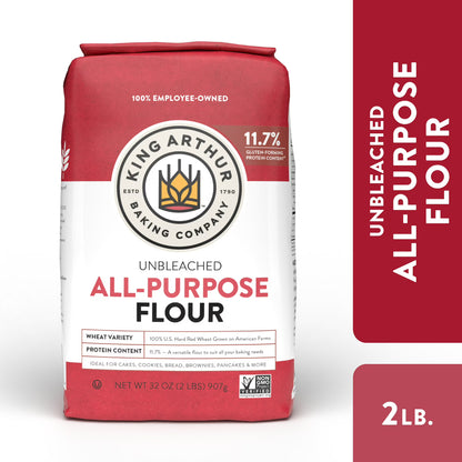 (12 pack) King Arthur, All Purpose Unbleached Flour, Non-GMO Project Verified, Certified Kosher, No Preservatives, 2 lbs