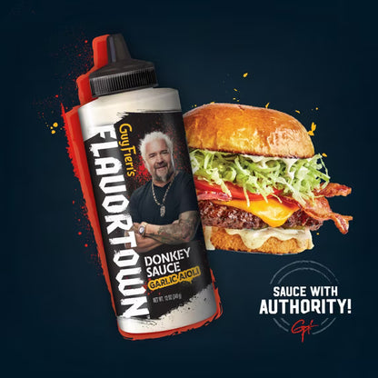 Guy Fieri Flavortown Famous Donkey Sauce, Restaurant-Style Garlic Aioli for Burgers and Fries, 12 oz