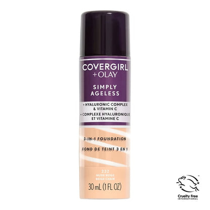 Covergirl & Olay Simply Ageless 3-in-1 Liquid Foundation, 232 Nude Beige, 1 fl oz