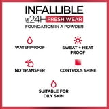 (2 pack) L'Oréal Paris Infallible Fresh Wear 24 Hr Foundation in a Powder, for All Skin Medium Tone, 130 True Beige, 1 fl oz