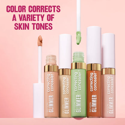 Revlon Glimmer Correcting Liquid Concealer, Buildable Coverage, 105, 0.3 fl oz