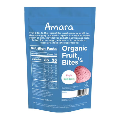 Amara Strawberry Organic Fruit Bites, Baby & Toddler Snacks, No Added Sugar, Stage 3, .75 oz Bag