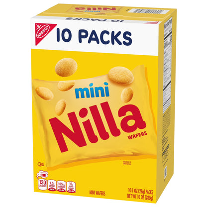 NILLA Wafers Mini Vanilla Wafer Cookies, 10 Snack Packs