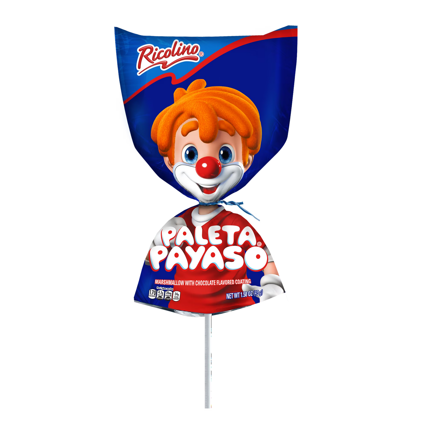 Ricolino Paleta Payaso Chocolate Marshmallow Lollipop, 10 Count Box