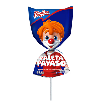 Ricolino Paleta Payaso Chocolate Marshmallow Lollipop, 10 Count Box