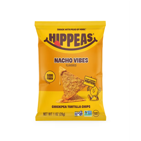 HIPPEAS Chickpea Tortilla Chips, Nacho Vibes, Gluten Free, 3g Protein, 1 oz, 21 Pack