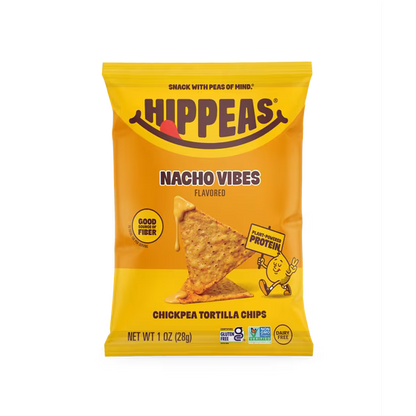 HIPPEAS Chickpea Tortilla Chips, Nacho Vibes, Gluten Free, 3g Protein, 1 oz, 21 Pack