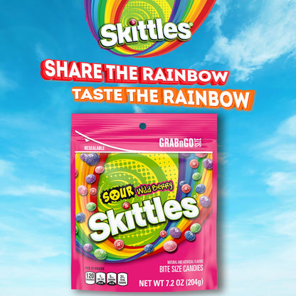 Skittles Sours Wild Berry Chewy Candy, Grab N Go - 7.2 oz Bag