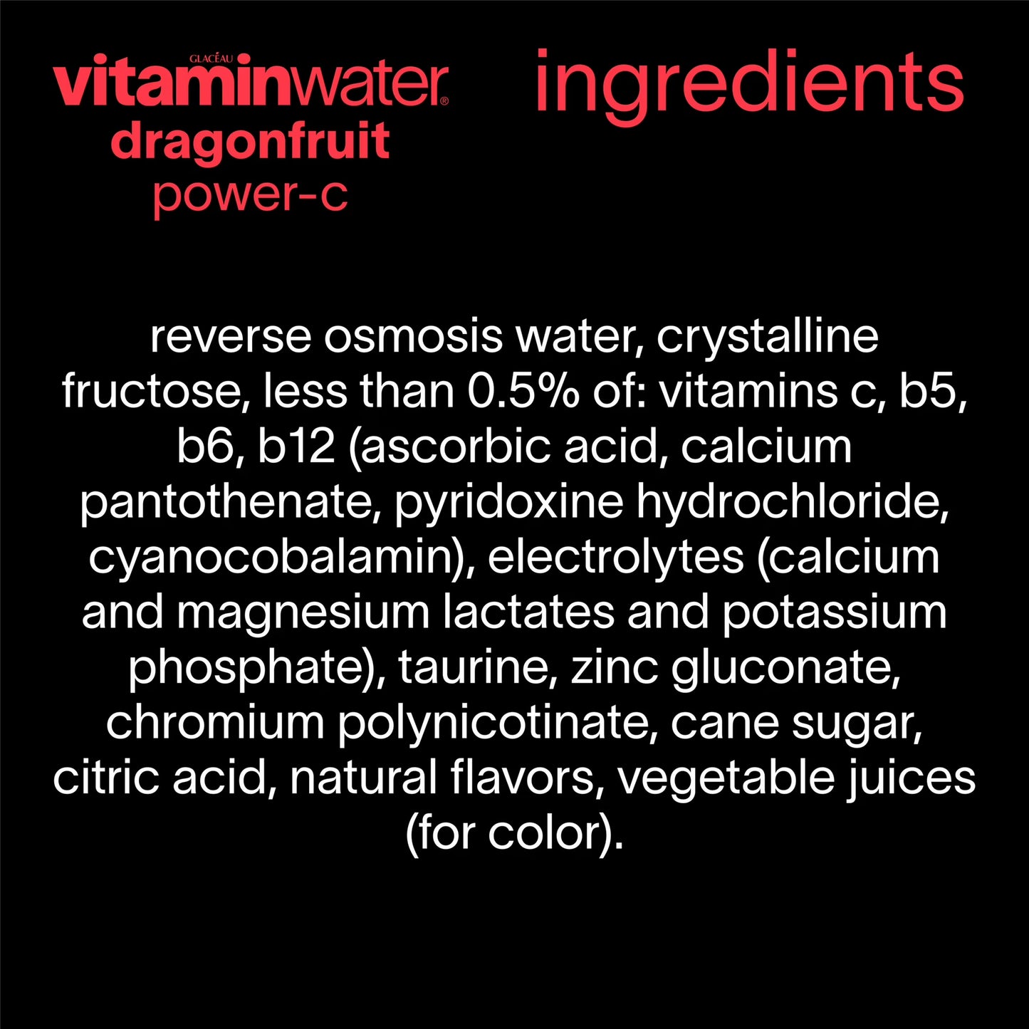 vitaminwater Power-C Dragonfruit Flavored Water Beverage Bottle, 20 fl oz
