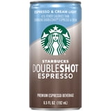 Starbucks Doubleshot Espresso, Espresso & Cream Light, 6.5 oz Cans, 4 pack