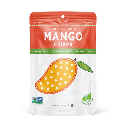 Nature’s Turn Freeze-Dried Mango Crisps, No Added Sugar, Healthy Natural Fruit Crisp Snack for School Lunches, 2 Pack (1.2 oz Each)