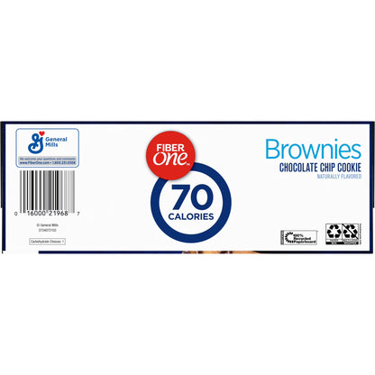 Fiber One 70 Calorie Brownies, Chocolate Chip Cookie, 2g Sugar, Value Pack, 12 Count, 10.6 oz