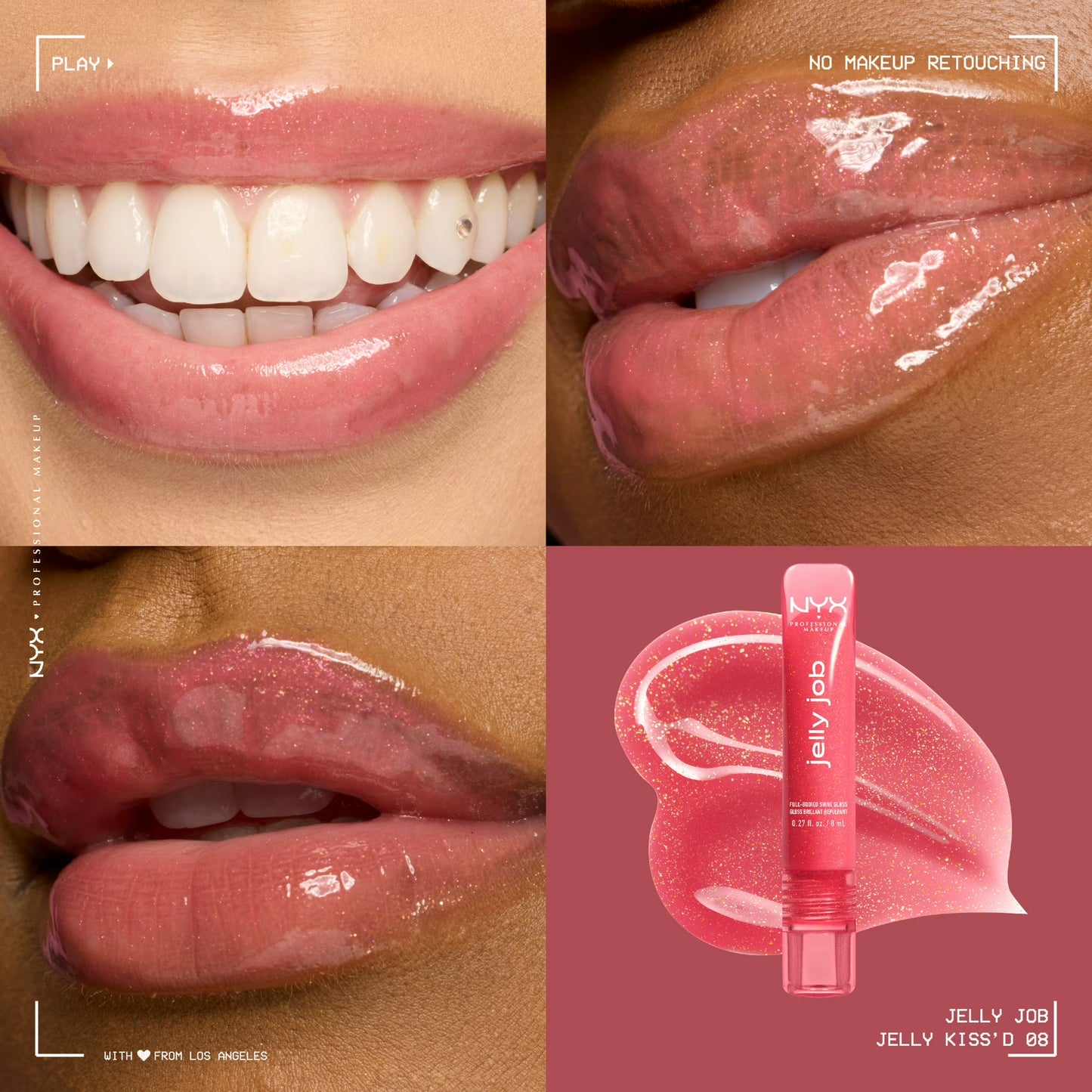 NYX Professional Makeup Jelly Job Lip Gloss, Jelly Kiss'd 08