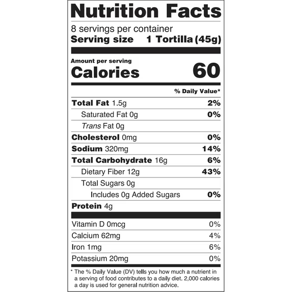 Olé Mexican Foods Xtreme Wellness High Fiber Keto Certified Flour Tortilla Wraps, 12.7 oz, 8 Count