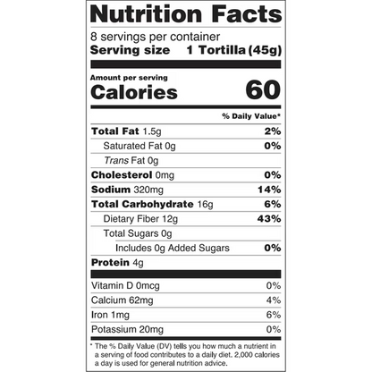 Olé Mexican Foods Xtreme Wellness High Fiber Keto Certified Flour Tortilla Wraps, 12.7 oz, 8 Count