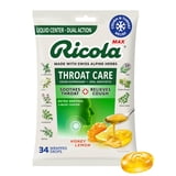 (2 pack) Ricola Max Throat Care Honey Lemon Cough Drops for Sore Throat + Cough Relief, Value Pack, 34 Count