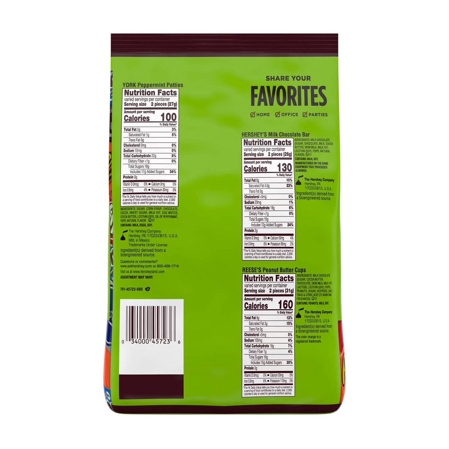 Hershey Assorted Chocolate Flavored Candy, Party Pack 30.22 oz
