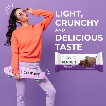 Power Crunch Protein Energy Bars, Triple Chocolate 1.4 oz, 5 Count Carton