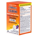 Children's Motrin Dye-Free Ibuprofen Chewable Tablets, Grape, 24 Ct
