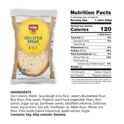 Schar Gluten Free Deli Style Sourdough Bread, Regular, Shelf-Stable, 8.5 oz