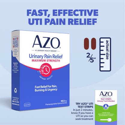 AZO Urinary Pain Relief Maximum Strength Tablets, Promotes Fast Relief for UTI Pain & Burning, FSA/HSA Eligible, 24 Count