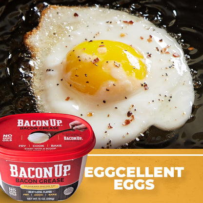 Bacon Up Bacon Grease 14 oz Tub, Fry, Cook, Bake, Griddle & Cast Iron Seasoning, Rendered Animal Fat