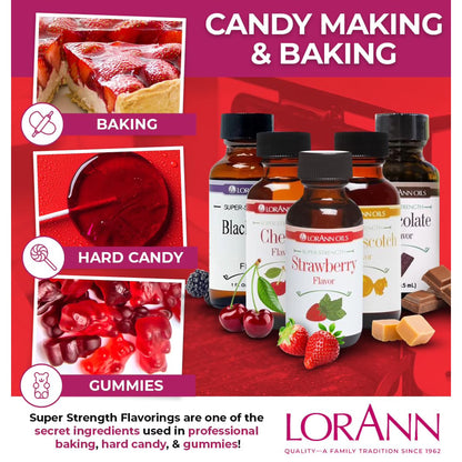 LorAnn Oils Super Strength Flavoring - Used For Candy Making, Flavoring Extracts, Baking, Hard Candy, and Flavor Oils, Strawberry, 1 fl dram