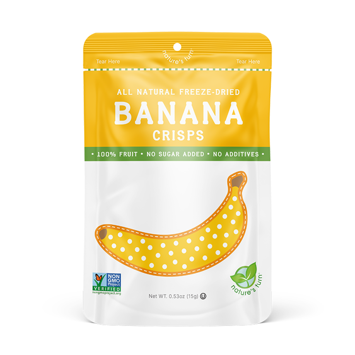 Nature’s Turn Freeze-Dried Banana Crisps, No Added Sugar, Healthy Natural Fruit Crisp Snack for School Lunches, 2 Pack (1.2 oz Each)