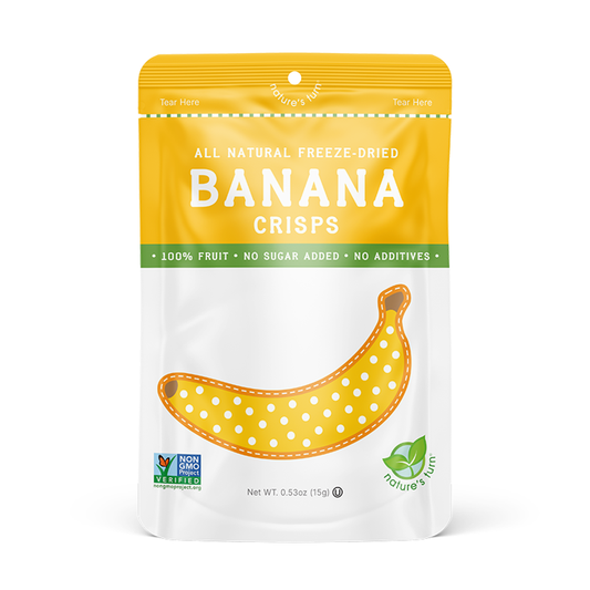Nature’s Turn Freeze-Dried Banana Crisps, No Added Sugar, Healthy Natural Fruit Crisp Snack for School Lunches, 2 Pack (1.2 oz Each)