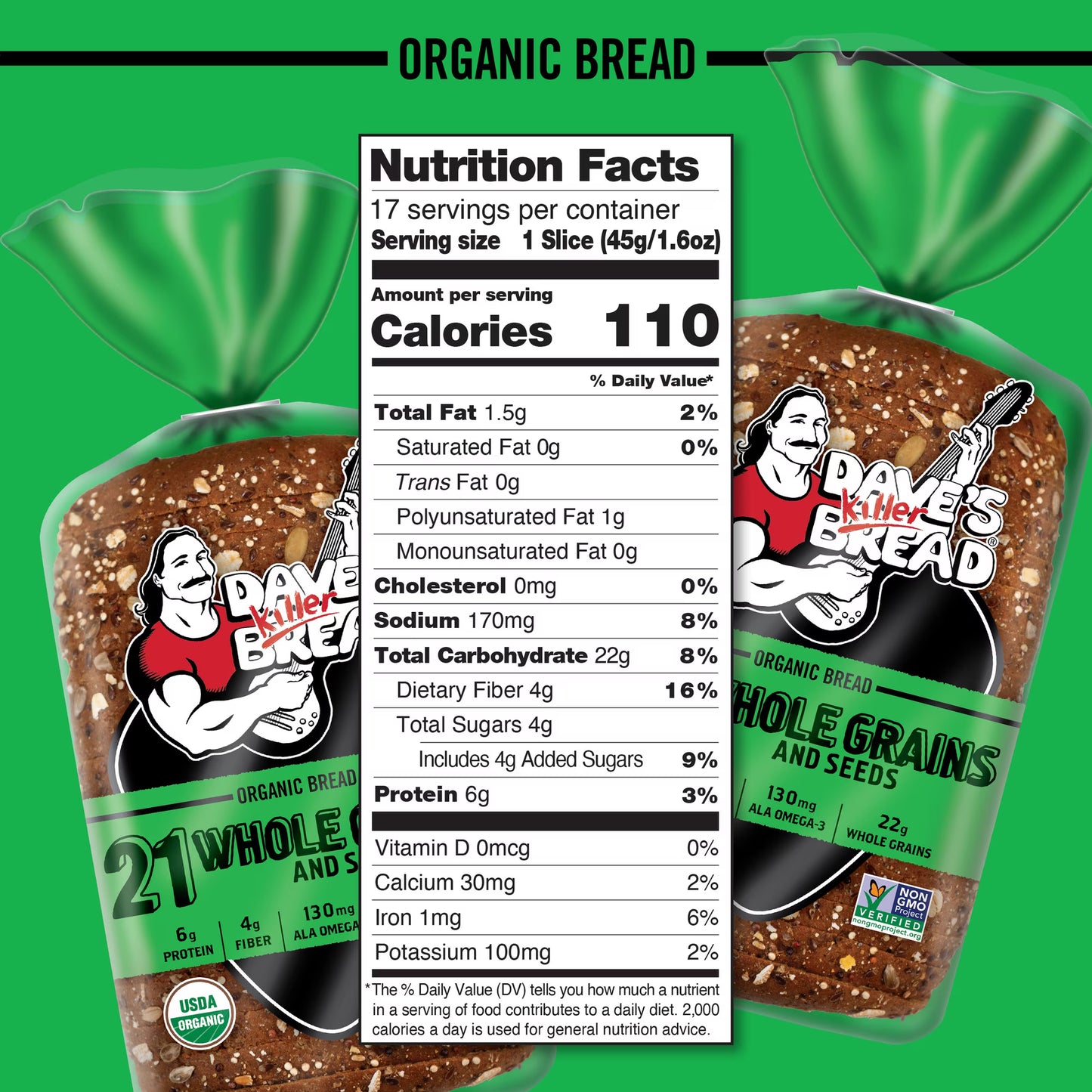Dave's Killer Bread 21 Whole Grains and Seeds, Whole Grain Organic Bread, 27 oz Loaf