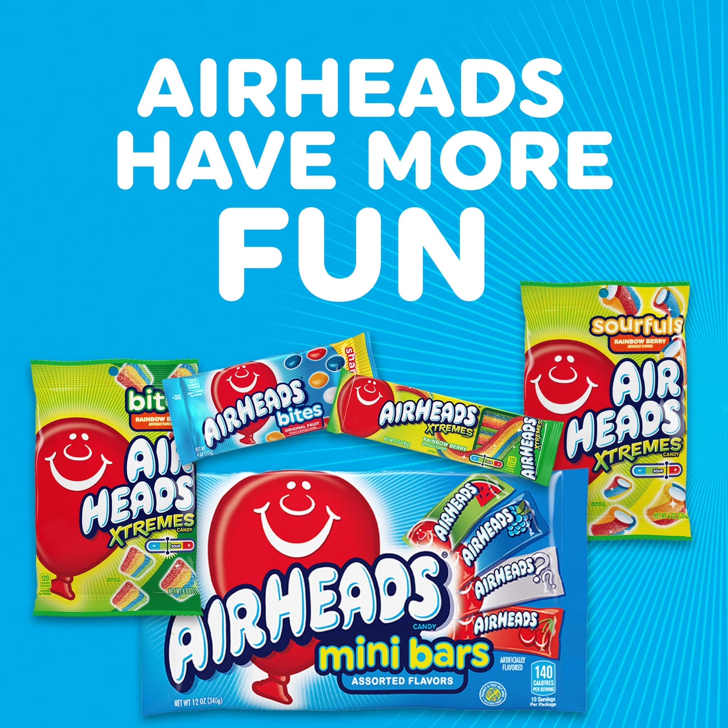 Airheads Peanut-Free Full-Size Chewy Candy Bars, Assorted Fruit Flavors, Bulk Candy Individually Wrapped, 60 Count Display Changemaker Box