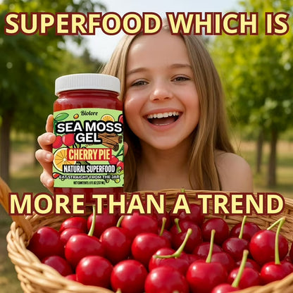 Sea Moss Gel – Cherry Pie 8oz Raw Wildcrafted Irish Sea Moss, Vegan Superfood, Essential Vitamins & Trace Minerals, Jam, Jelly & Spread Gifts, Made in the USA