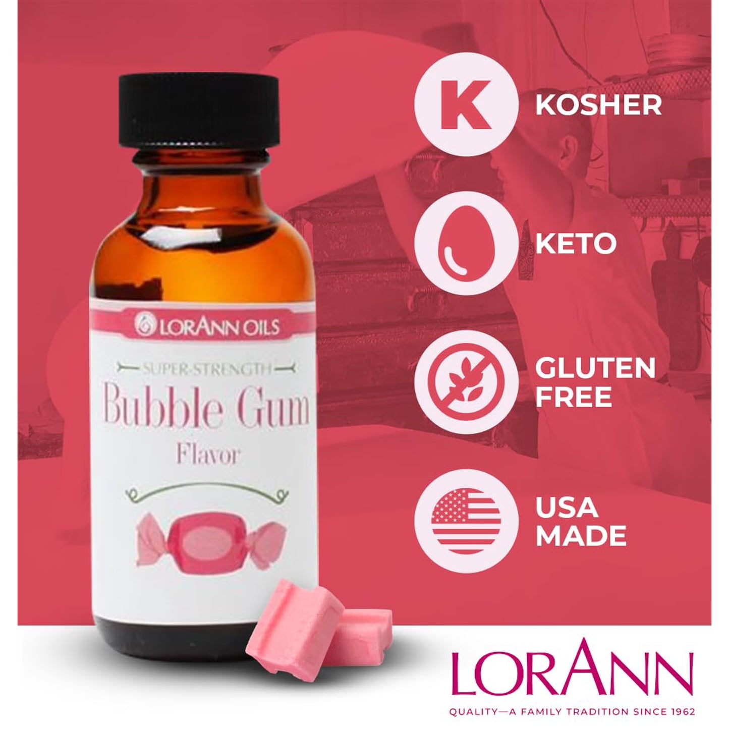 LorAnn Bubble Gum Candy & Baking Flavoring, .125 oz, 2 Bottles