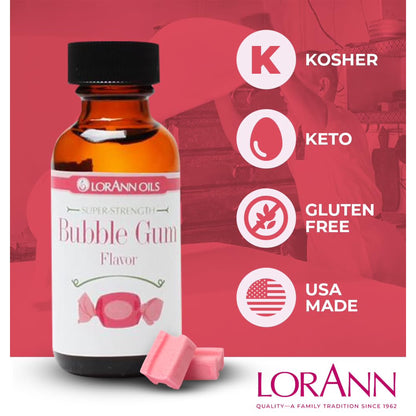 LorAnn Bubble Gum Candy & Baking Flavoring, .125 oz, 2 Bottles
