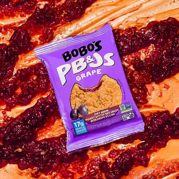 Bobo's PB&Js, Peanut Butter Oat Crust With Grape Filling, 5 Pack of 2.1oz oat snacks