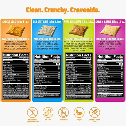 Every Body Eat Snack Thins Variety Pack, Gluten & Dairy Free, Vegan, School Lunch Snacks, Single Serve (Pack of 20)
