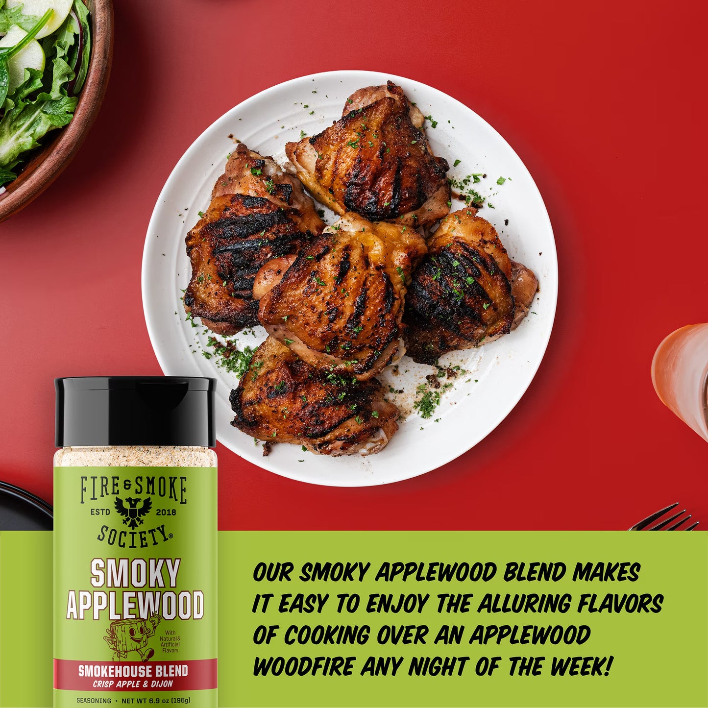 Fire & Smoke Society Smoky Applewood BBQ Seasoning, 6.9 oz Mixed Spices & Seasonings