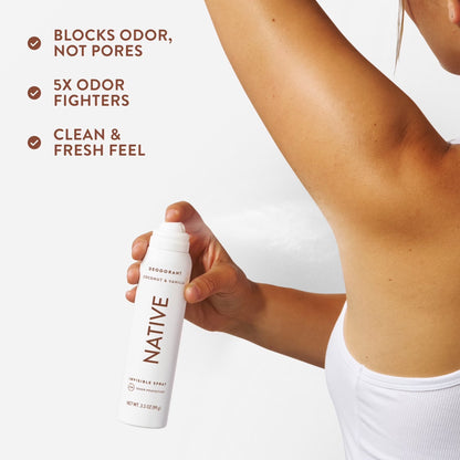 Native Deodorant & Body Spray, Aluminum Free, Coconut & Vanilla, for Women and Men, 3.5 oz