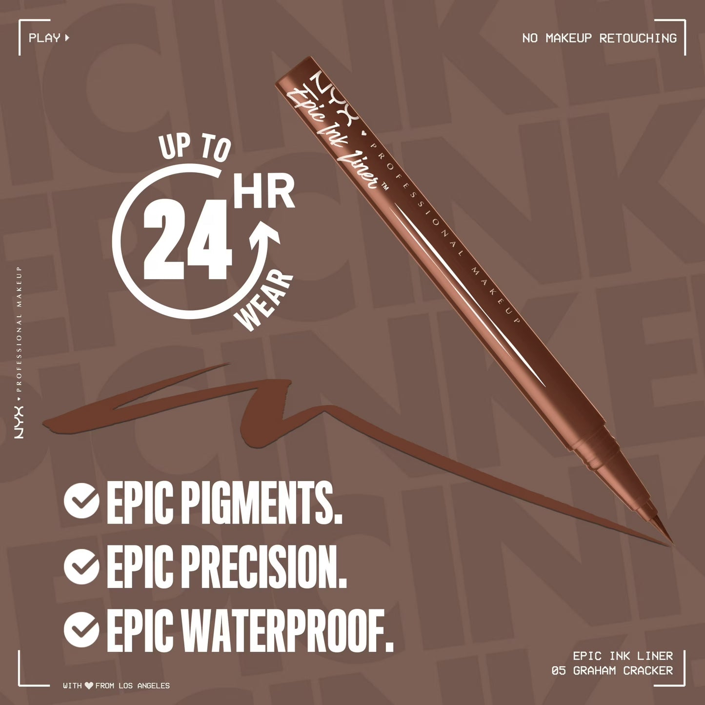 NYX Professional Makeup Epic Ink Liner, Waterproof Liquid Eyeliner Pen - Graham Cracker, Graham Cracker, 0.03 fl oz