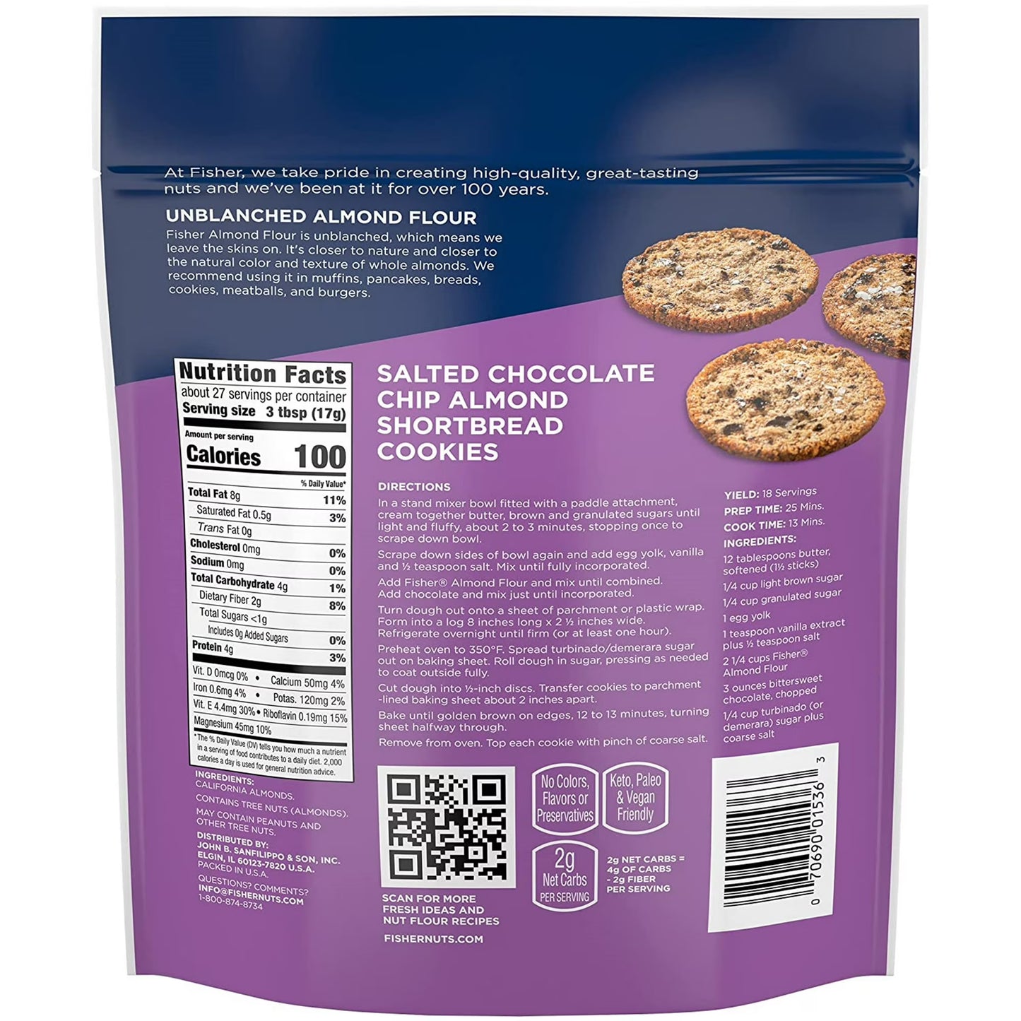 Fisher Chef's Naturals Gluten Free, No Preservatives, Non-GMO Almond Flour, 16 oz Bag