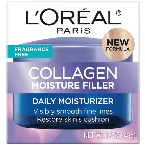 L'Oreal Paris Collagen Moisture Filler Face Cream, Anti-Aging Face Moisturizer, Non-Greasy Skin Care Formula Fragrance Free, 1.7oz