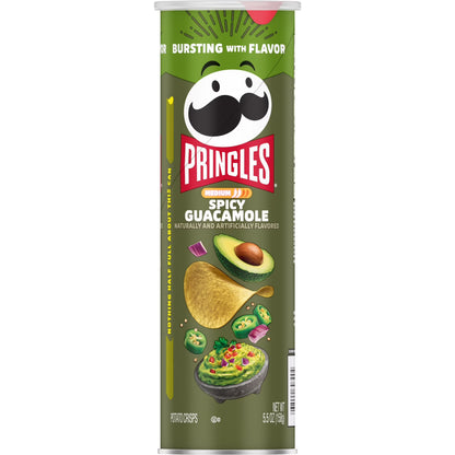 Pringles Spicy Guacamole Potato Crisps Chips, Lunch Snacks, 5.5 oz Canister