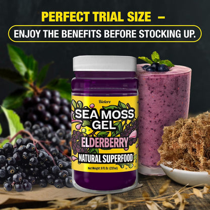 Sea Moss Gel – Elderberry 8oz Raw Wildcrafted Irish Sea Moss, Vegan Superfood, Essential Vitamins & Trace Minerals, Jam, Jelly & Spread Gifts, Made in the USA