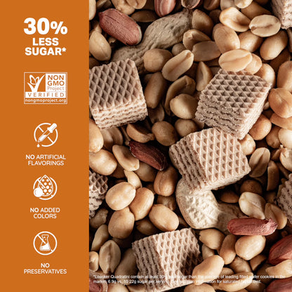 Loacker Quadratini Peanut Butter, Non-GMO Cream-Filled Bite-Size Wafer Cookies, 8.82 oz, Pack of 6