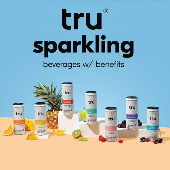 Tru Energy Seltzer, Orange Mango, Green Tea, B Vitamins, Low Calorie, Gluten Free, Vegan, 12 fl oz, 12 Pack