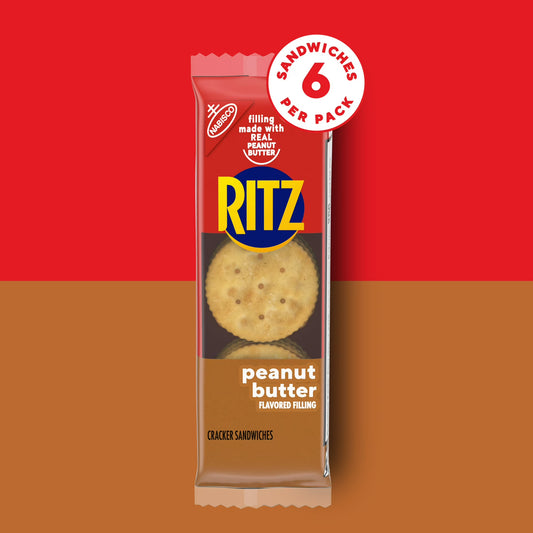 RITZ Peanut Butter Sandwich Crackers, Lunch Snacks, 20 Snack Packs (6 Crackers Per Pack)