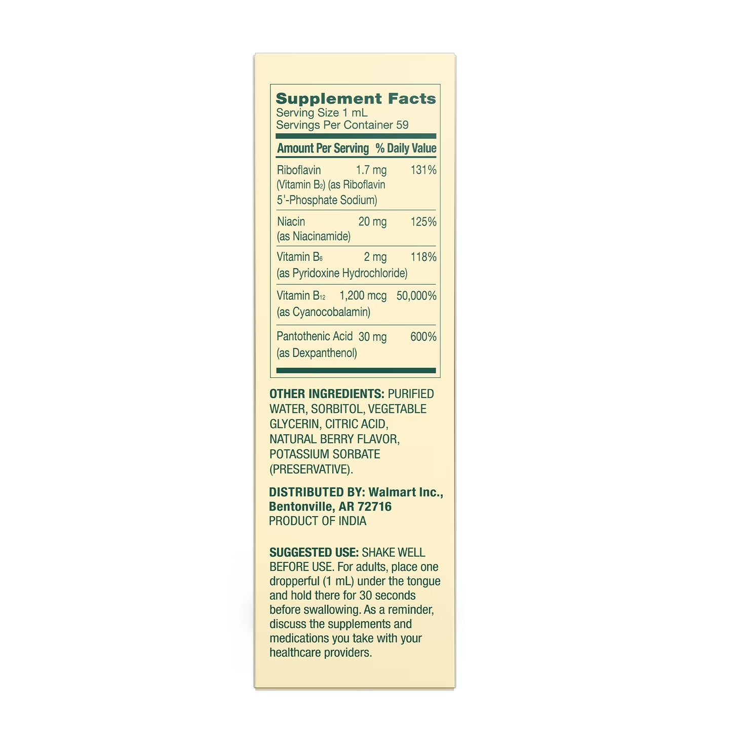 Spring Valley Vitamin B Complex Dietary Supplement with B12, Berry Flavor, 2 fl oz