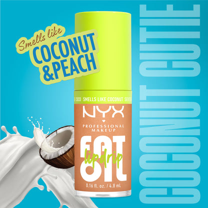 NYX Professional Makeup Fat Oil Lip Drip Lip Oil, 12 Hour Hydration Lip Gloss, Coconut Cutie, 0.16 fl oz