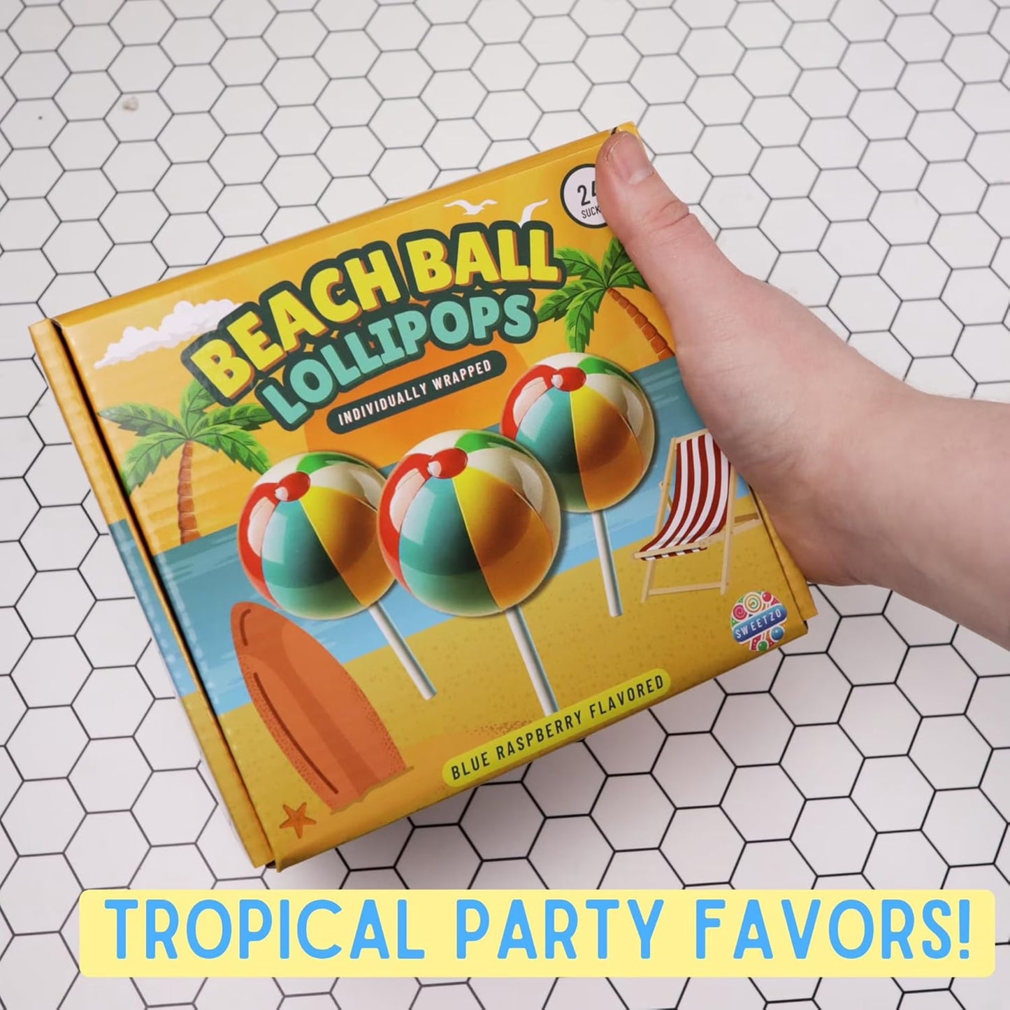 Beach Ball Lollipops, Individually Wrapped Suckers, 24 Count Box, 10.16 Ounces